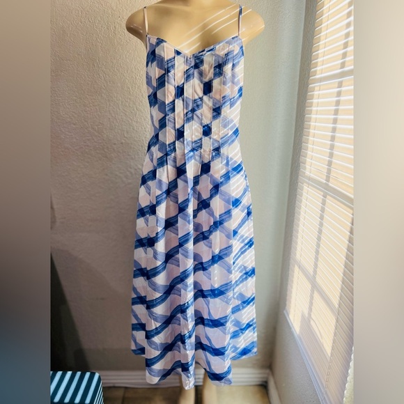 Banana Republic Plaid A-Line Slip Pleated Dress size 2 - Picture 7 of 15